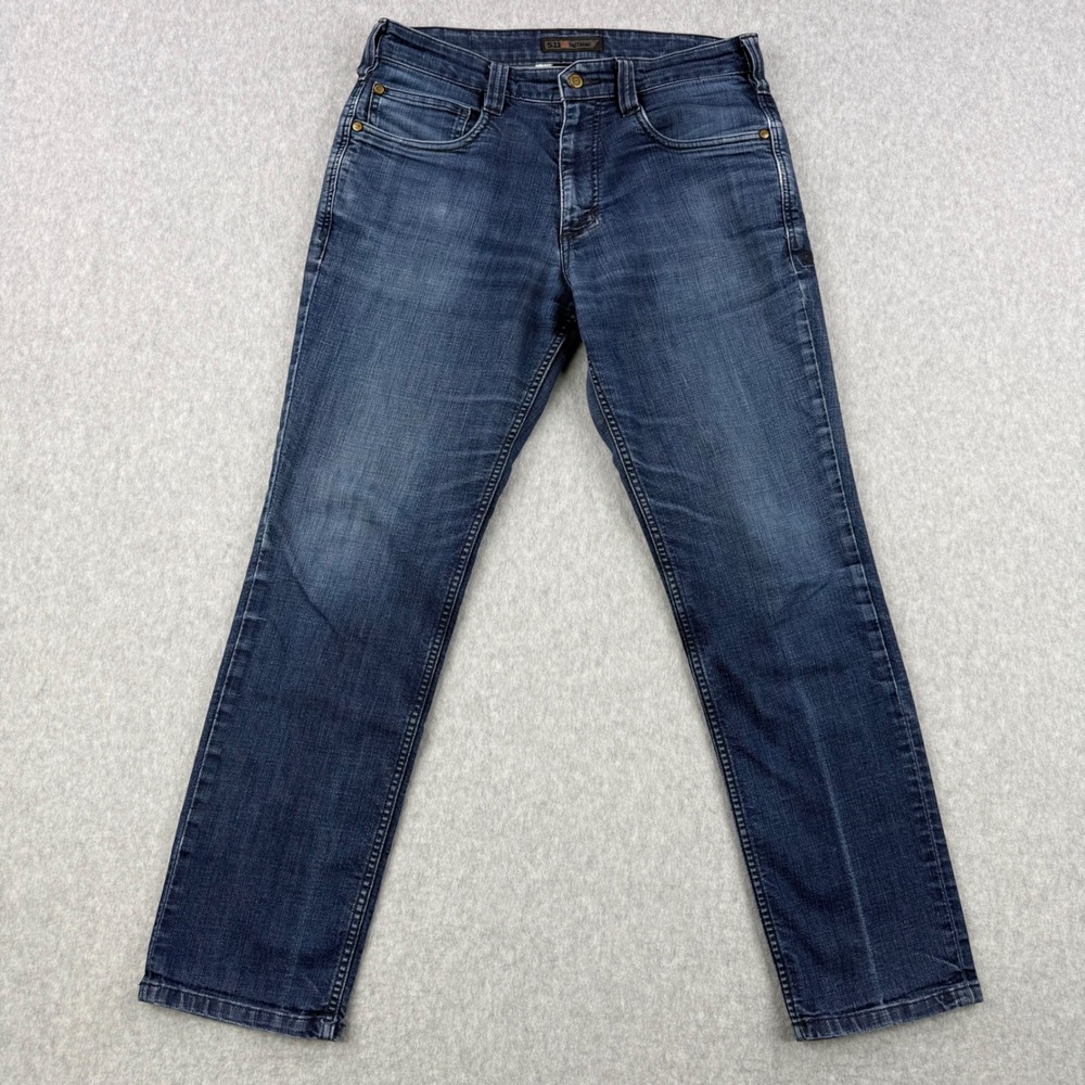 5.11 Tactical Jeans Mens Fits 30x29 Blue Defender Flex Straight Distressed Denim